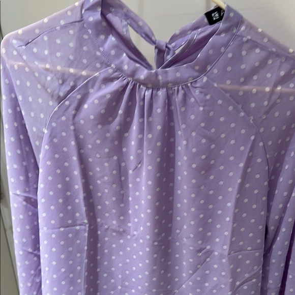 Allegra K Women Chiffon Work Formal Casual Tie Back Long Sleeve Polka Dot Blouse - Picture 10 of 13